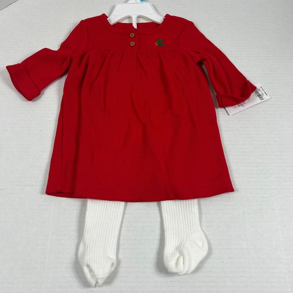 Infant Girl Carters Christmas Dress and Tights Red Size 6 Months